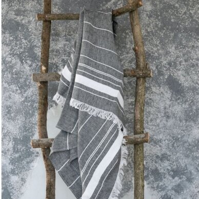 Lengvas lininis rankšluostis (black), 110x200 cm