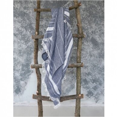 Lengvas lininis rankšluostis (blue), 110x200 cm