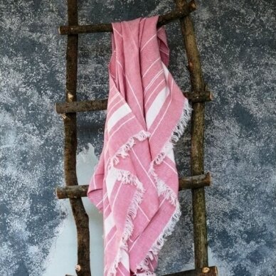Lengvas lininis rankšluostis (rose), 110x200 cm