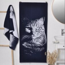 Medvilninis rankšluostis "Paslaptingas katinas", 67x150 cm