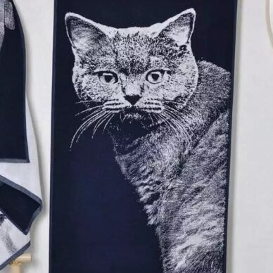 Medvilninis rankšluostis "Britų trumpaplaukis katinas", 67x150 cm