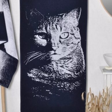 Medvilninis rankšluostis "Paslaptingas katinas", 67x150 cm 1