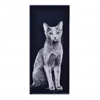 Medvilninis rankšluostis "Rusų mėlynasis katinas", 67x150 cm