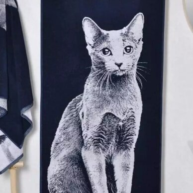 Medvilninis rankšluostis "Rusų mėlynasis katinas", 67x150 cm
