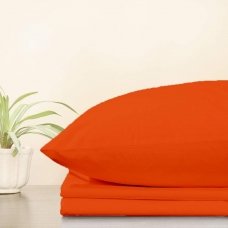 Trikotažinė paklodė su guma, 160x200 cm + 2 vnt. pagalvių užvalkaliukai 50x70 cm (oranžinė)